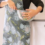 aLoveSupreme 南非文青手繪隔熱手套及圍裙組_藍色鐵灰底帝王花