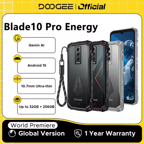 Global Version DOOGEE Blade10 Pro Energy Rugged Phone Gemini AI Android 15 Ultra-thin 6.56'' Screen