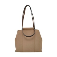 HERMES Cabag 32 卡其色帆布
單肩包手提包 銀色五金 Q刻