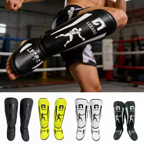 Lekaro Adult Professional Fighting Leg Guards Boxing Shin Guards Fighting Protective Gear Instep Pro