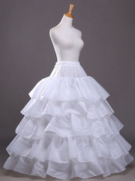 Pengembang Rok Gaun Tanpa Kawat Dilapisi Lima Umpak Kain Satin Petticoat Tanpa Kawat