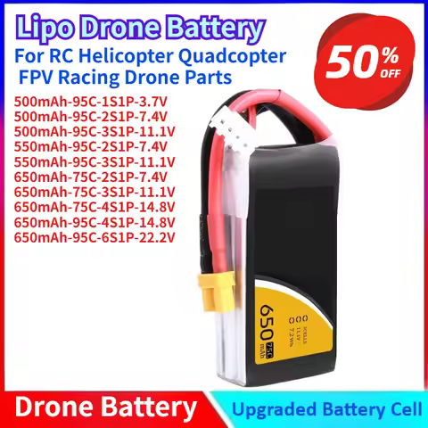 New 500/550/650mAh 1S/2S/3S/4S/6S Lipo Battery 75C/95C with XT30/XT60 for RC Helicopter Quadcopter F