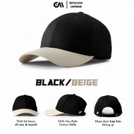 Plain Reckless Capman Signature Ballcap Mixed Color Khaki Cotton - Size 56 cm Hat