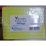 ▤ ◭ 1 RM Victory Yellow Ruled 1/4 Pad  Made in Japan Woodfree Paper 10 pads in one ream 1/4 yellow
