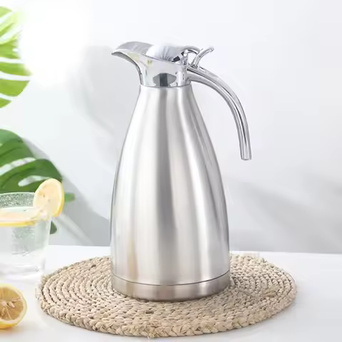 4 Color 1.5L 2L Vacuum Insulation Double Wall Stainless Steel Coffee Pot Milk Tea Jug Water Carafe F