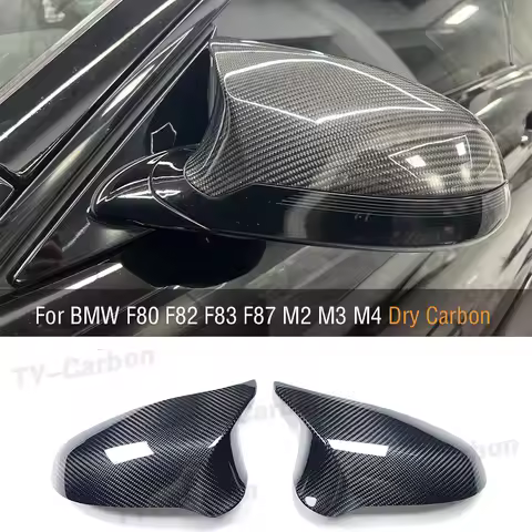 For BMW F82 F83 M3 M4 M2 F87 Competition Real Dry Carbon Fiber Rear SideView Mirror Cover Caps Add O