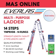 (Sirim) EVERLAS Tangga Lipat 14 Steps Multipurpose Ladder Multi purpose ladder Multifunction ladder