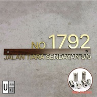 Gold House Plate with wood / Nombor Rumah / Number Plate Signage Papan Tanda Alamat No Rumah r 门牌定制