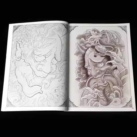 Tattoo Book Design for Body Art, God Monkey, Snake-like Worship, Crane, Permanent Makeup, Tattoo Sup