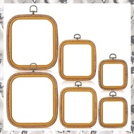 (YKCN) 6 Pcs Square Embroidery Hoop Set 3 Sizes Imitated Wood Decorative Hoops Display Embroidery Fr