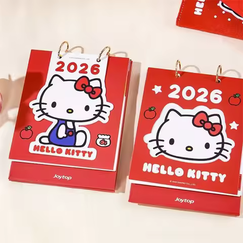 2026 Genuine Sanrio Hello Kitty Desk Calendar Cartoon Kitty Cat Student Memo Calendar Cartoon Deskto