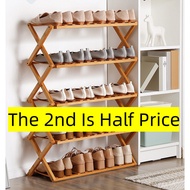 Multi-layer simple household shoe rack dormitory door storage rack free installation folding bamboo shoe cabinet035