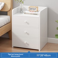 (Surabaya) Meja Nakas Dengan Roda Bedside Table Lemari Nakas Putih Kayu Serbaguna Minimalis Meja Sam