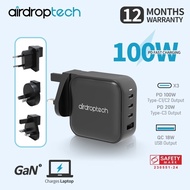 AIRDROPTECH PD 100W GaN Super Fast Charger Quick Charge Type C USB A for Laptop Samsung iPad iPhone