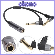 OKONO 6.35mm Female to Dual Male, 30cm Length 6.35mm Connector 1/4in Stereo to Dual 6.35mm Mono, Fle