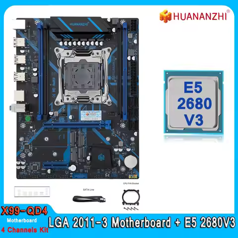 Huananzhi X99 QD4 Motherboard Kit E5 2680 V3 LGA 2011-3 Set Support DDR4 RAM Memory Combo NVME M.2 F