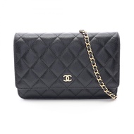 【二手】香奈兒 (Chanel) CHANEL 單肩包 Matelasse AP0250 黑色魚子醬紋小牛皮（粒面小牛皮）Matelasse 鏈條錢包 女士二手 A