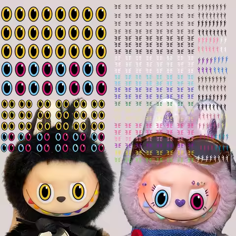 LABUBU 4.0 New Eye Stickers Mokoko Hair Ball Party MINI Eye eyelashes Stickers Labubu 10th Anniversa