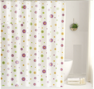 全城熱賣 - 防水白底花朵PEVA浴簾(白底花朵)(寬180*高220加銅扣）