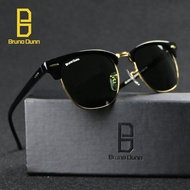Bruno Dunn โลหะหรูหราผู้ชายผู้หญิง Retro ออกแบบแบรนด์แว่นตากันแดดแฟชั่นแว่นตากันแดดหญิงรอบแว่นตากันแดดวินเทจ 3016 (กรอบสีดำเลนส์สีเขียวเข้ม)