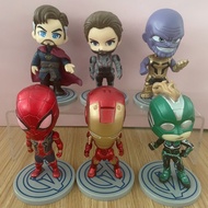 6Pcs/Set 10cm Marvel Avengers Black Panther Thanos Ironman Spiderman Captain American Hulk Figure Statue Model Collectable Toy Gift