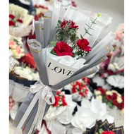 Bouquet Of 3 Velvet Roses LOVE