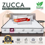 (FREE SHIPPING) ECOlux - Zucca 10 Inch | Chiropractic Spring System with HelixCoil Mattress  | Best SELLING Mattress | Tilam