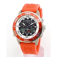 BNIB CITIZEN PROMASTER MARINE ECO-DRIVE YACHT JR4061-18E ORANGE DIAL ORANGE RUBBER STRAP MEN WATCH