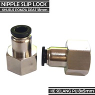 Nepel Slip Lock Konektor Pompa DC Drat 18mm ke Selang 8mm