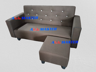 Grey / Black / Brown / Red / Blue Fabric Sofa + Stool / PVC Sofa / Velvet Sofa / L Shape Sofa 3 Seater