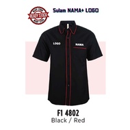 BAJU KORPORATE HITAM LENGAN PENDEK F14802 JENAMA OREN SPORT