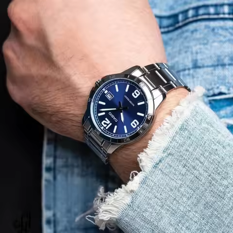 Casio watch Steel band luxury set quartz watch 30 meters water resist men watch military Watch MTP-V
