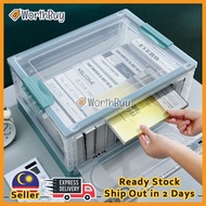 Worthbuy 35L Transparent Collapsible Storage Bin with Cover Foldable Storage Box Stackable Storage O