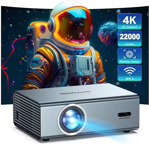 4K WiFi6 Bluetooth 5.3 Outdoor Projector with Auto Keystone for Movies Gaming