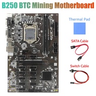 B250 BTC Mining Motherboard with Thermal Pad+SATA Cable+Switch Cable 12XGraphics Card Slot LGA 1151 