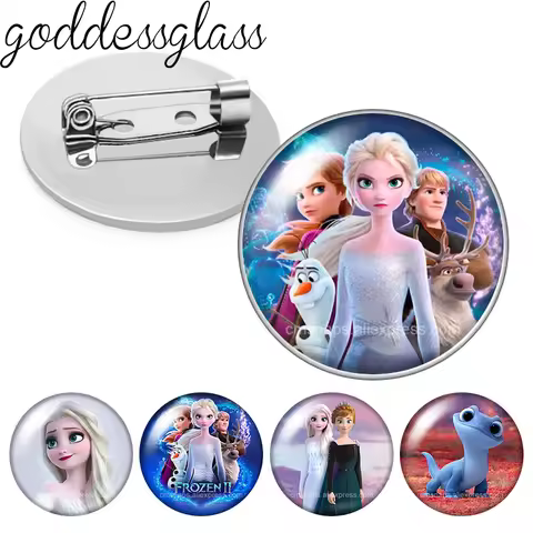 Frozen Elsa Anna Princesses Olaf Photo Cabochon Brooch Pinback Button Bag Clothes Denim Jeans Lapel 