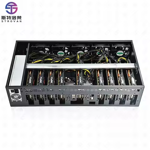 X79 Computer Chassis RTX 3060 Graphics Cards 9GPU Server Case Rig Frame ATX Form Factor