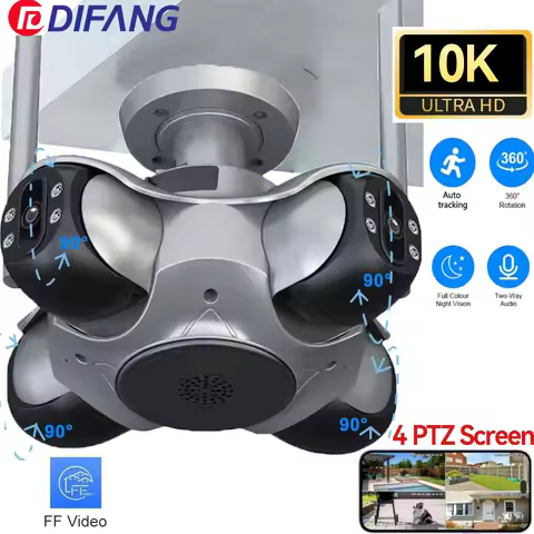 DIFANG 10K 20MP Four Screen WiFi Security Camera Wireless CCTV Auto Tracking Smart Four Lens PTZ Sur