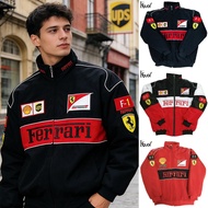 KSUAL F1 Ferrari Jacket For Men Casual Embroidered Vintage Racing Jackets For women Windbreaker Coat