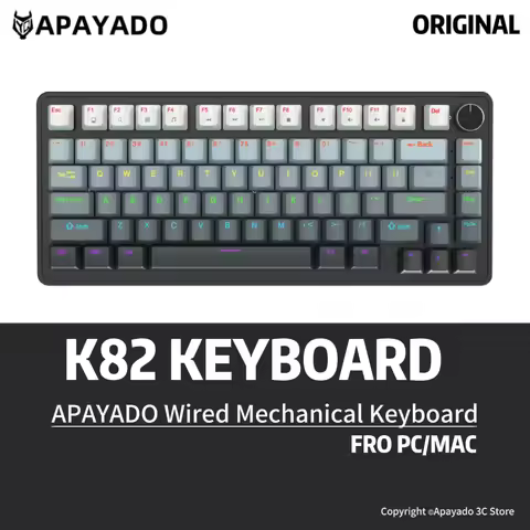 K82 Mechanical Wired Keyboard with Multi Function Knob APAYADO Hot Swap Gaming Keyboard Red/Blue Swi