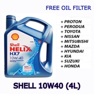 *FREE Original Oil Filter* +Shell Helix HX7 10W-40 Semi Synthetic Engine Oil (4L) 10W-40 (600049916)