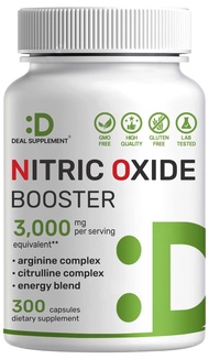 Nitric Oxide Booster 3,000mg Per Serving, 300 Capsules – 12 in 1 Nitric Oxide Supplement – Arginine 