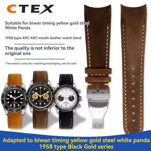 High Quality Cowhide Watch Strap For Tudor Black Bay M79030N/M79030B Watchband 20mm 22mm Curved Join