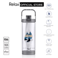 RELAX Tritan Botol Air Dengan Penyedut Water Bottle With Straw - Grey (1800ml) D7218