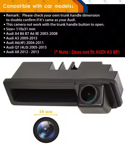 HD 1280*720P Rear View Camera for Audi A4 B7 2005-2008 AUDI A3 2009-2015 A6 4F Q7 4L0, Tailgate hand