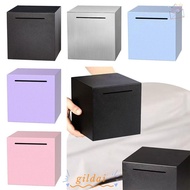 GILDAI Coin Money Saving Box, Multicolor Stainless Steel Money Box, Portable Square Desktop Ornament