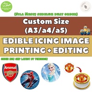 (A3/A4/A5) Custom Edible Icing Image Printing + Edit [Halal] Icing Image for cake