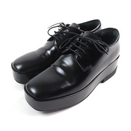 Excellent condition Prada back logo platform lace-up leather shoes, black, size 35.5, with box and d