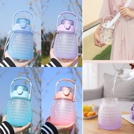 2024 1.3L Sports Frosted Water Bottle With Straw Large Capacity Student Outdoor Running Gradient Color Plastic Portable Water Bottle