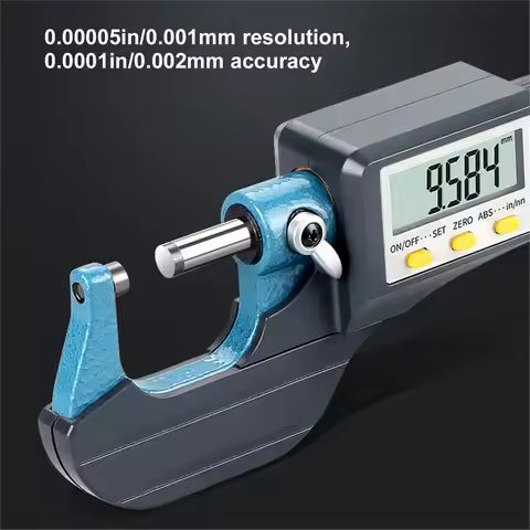 (A99Z) Digital Micrometer 25‑50mm High Precise 0.00005in/0.001mm Resolution Measuring Tool Professio